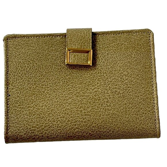 Vintage 50s Shortrips Wallet Beige Genuine Leather Fold Photographs Bills - Picture 1 of 8